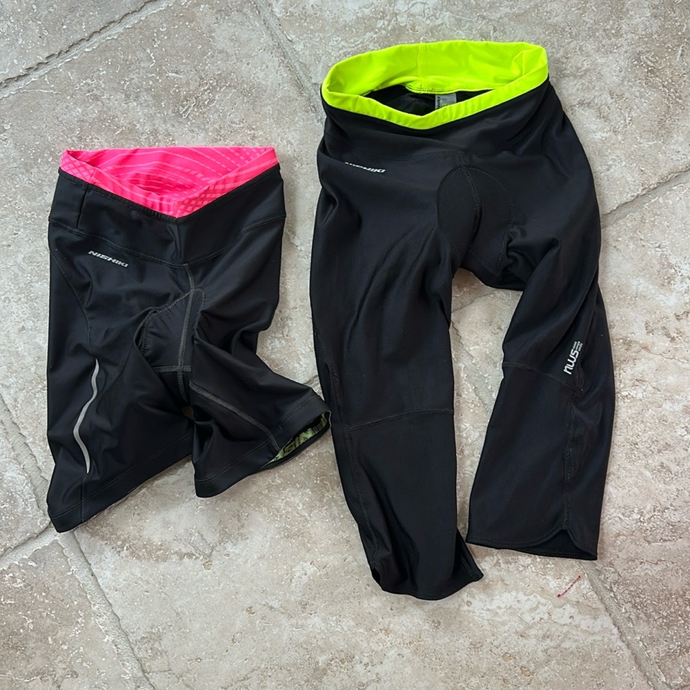 Bike biking shorts 2 pair NISHIKI bike padded shorts Size Small